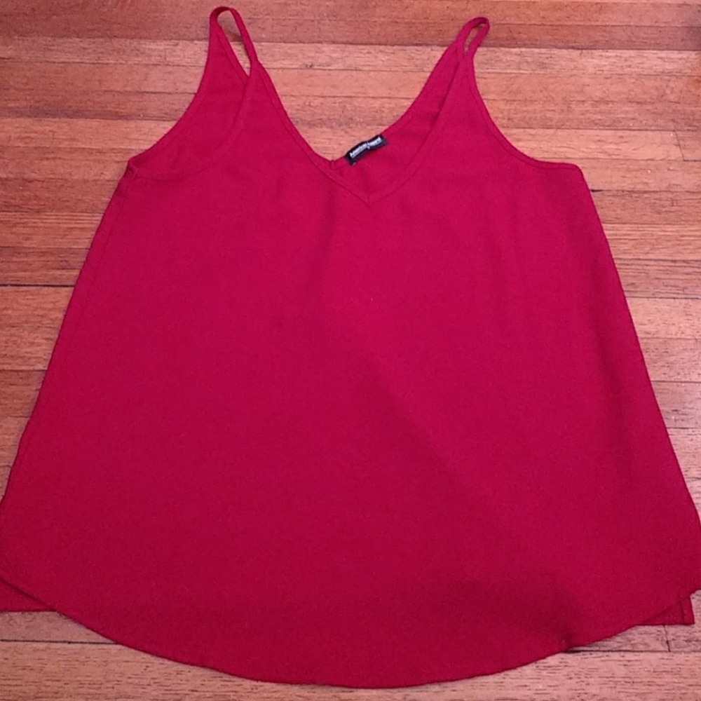 AA red crepe loose tank